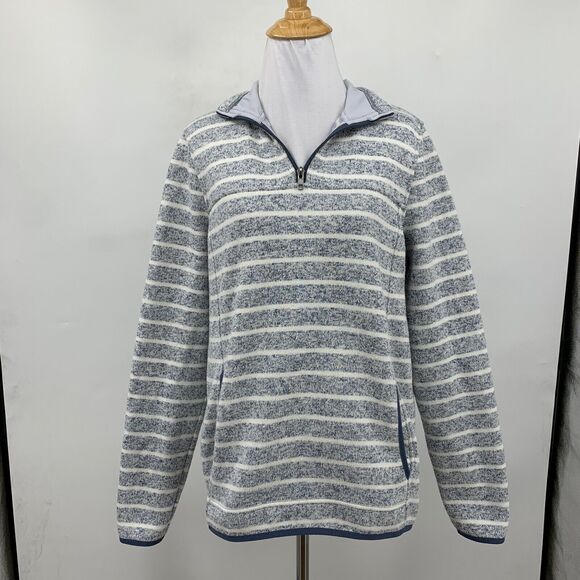 Thread+Supply Sweatshirt Womens M Medium Multi Stripe Quarter Zip Mock Fleece - Picture 2 of 11